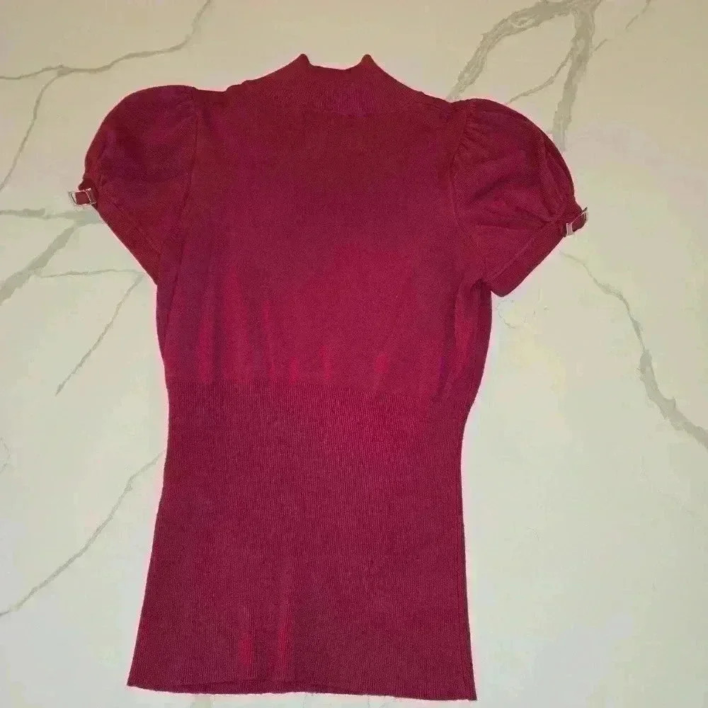 Express Design Studio Mock Turtleneck Cap Sleeve … - image 2